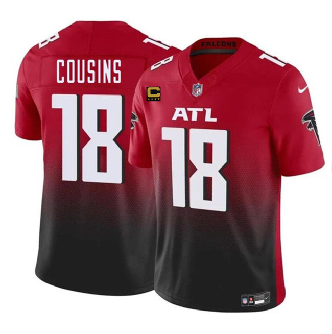 Men's Atlanta Falcons #18 Kirk Cousins Red/Black 2024 F.U.S.E With 4-Star C Patch Vapor Untouchable Limited Football Stitched Jersey